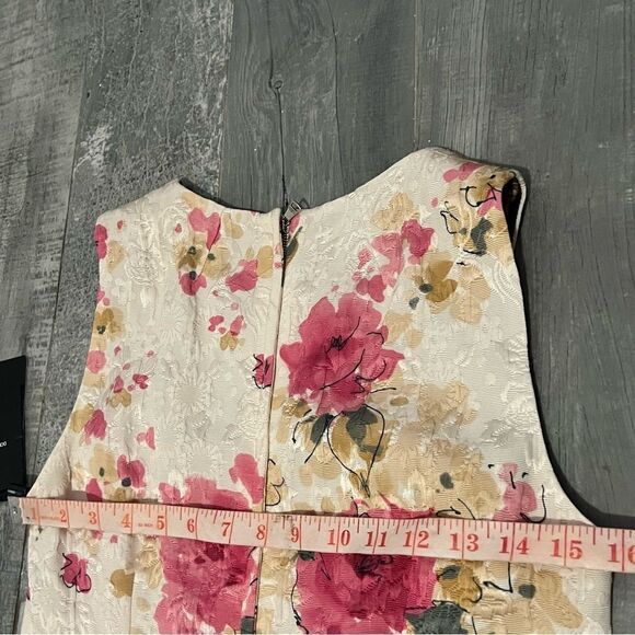 NWT DOLCE & GABBANA Dress Pink Cream Floral Jacquard Black Sleeveless Dress 42 6 - Picture 11 of 16